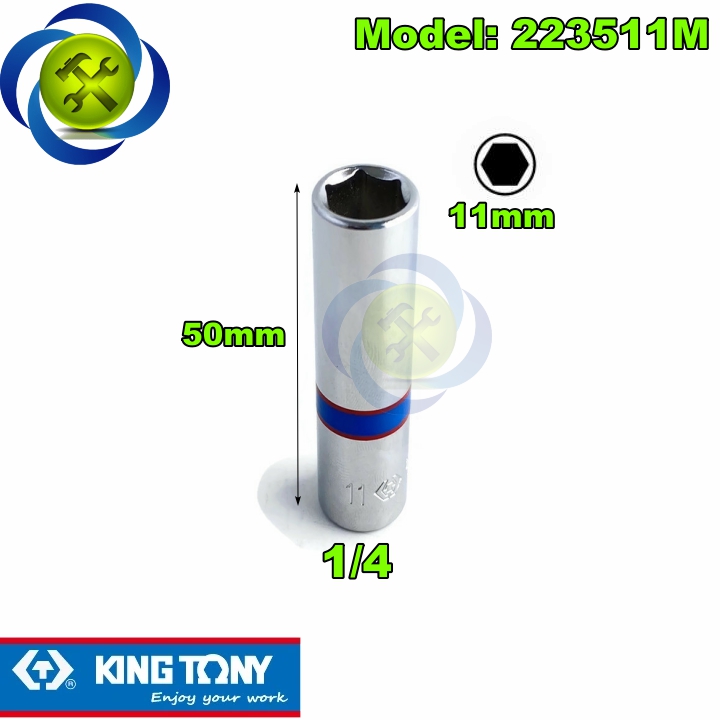 Tuýp 11mm 1/4 có 6 cạnh kingtony 223511m dài 50mm