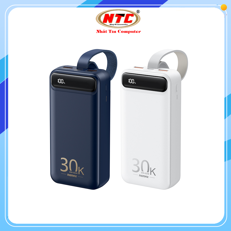 Pin dự phòng Remax RPP-522 30000mAh QC3.0 22.5W và TypeC PD 20W, Đèn led siêu sáng - Nhất Tín Computer