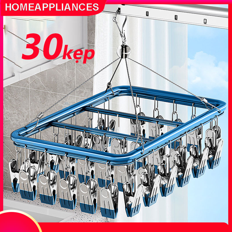 Móc chùm phơi quần áo cho bé 30 kẹp, chất liệu inox 304 đệm núm cao su mềm cao cấp Giá  102,400 Đồng*Miễn phí vận chuyển