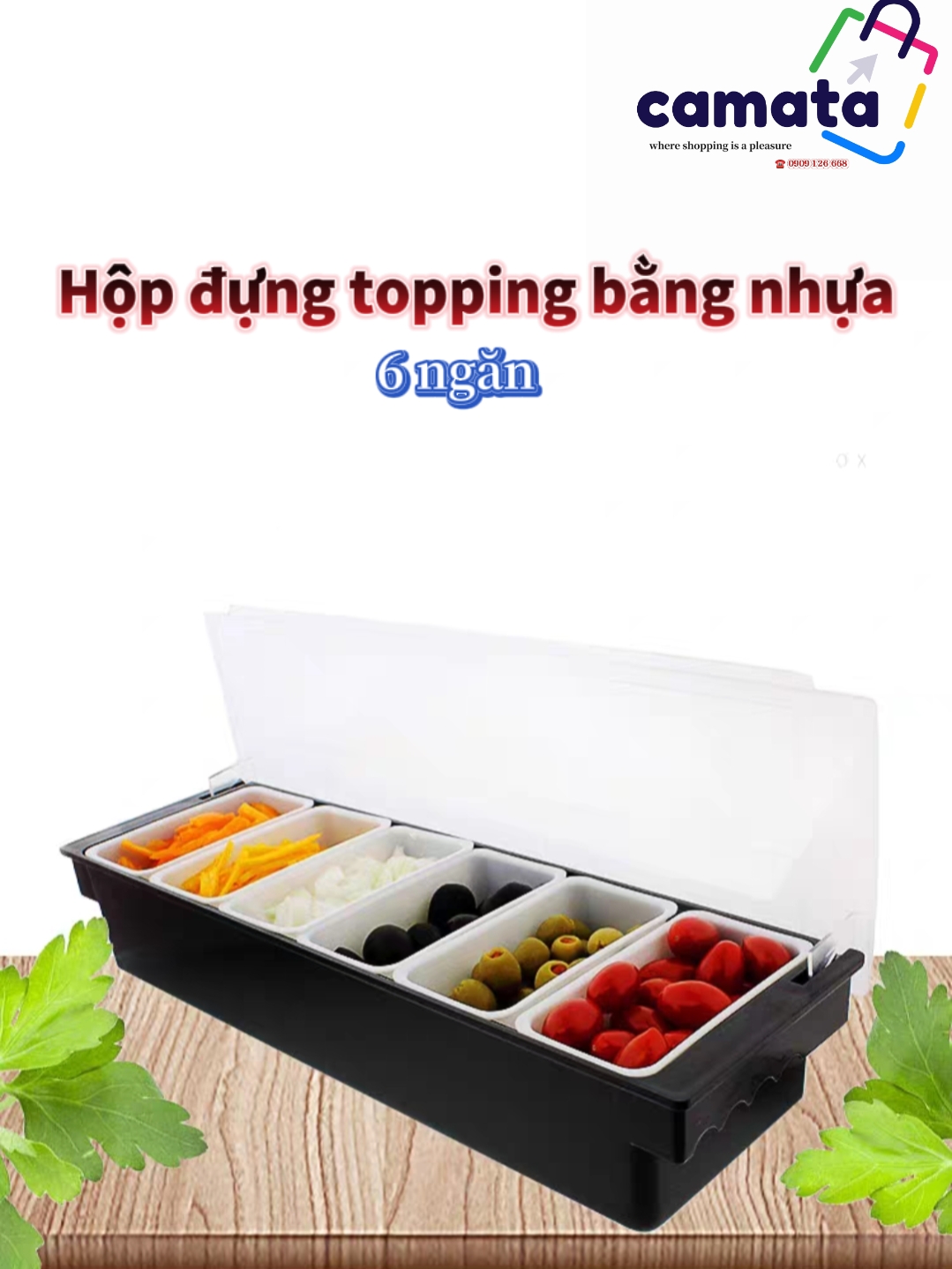 [HCM] Khay đựng Topping thạch trà sữa Pudding trái cây 4 Ngăn 5 Ngăn 6 Ngăn - CAMATA - Hộp đựng Topping nhựa
