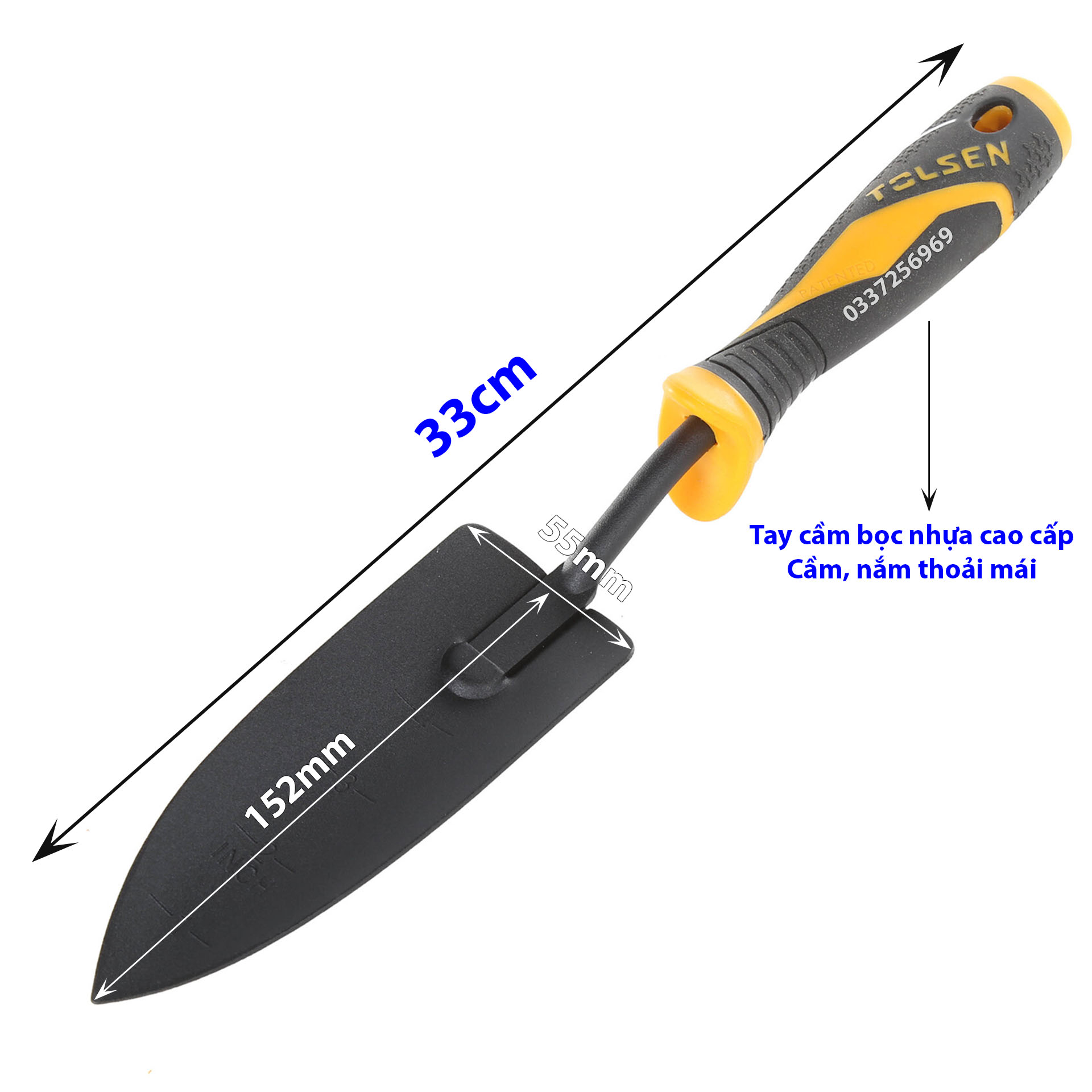 Cây bay làm vườn cán nhựa thon 330mm tolsen 57502  carbon steel làm vườn trồng cây - xuất khẩu thị trường châu âu