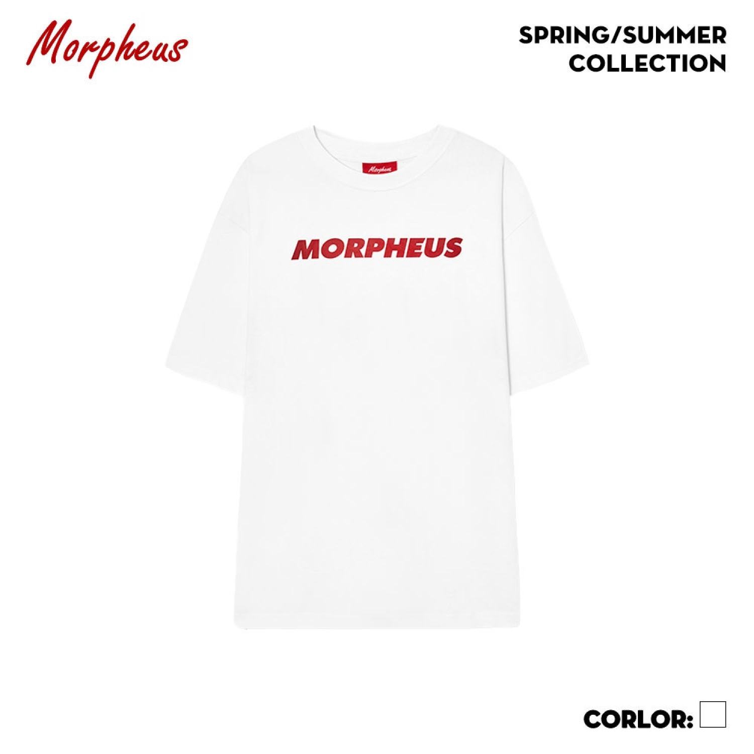Áo Thun Unisex Morpheus Trắng Typo Basic đỏ 100% Cotton - Local Brand Chính Hãng