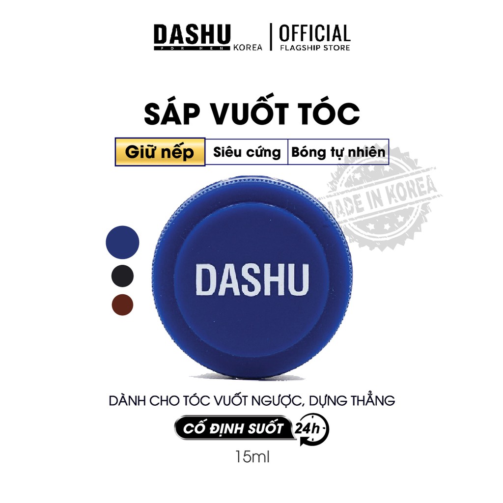 Combo Sáp vuốt tóc nam Hàn Quốc Dashu For Men Premium Ultra Holding Power 15ml, độ cứng 10+, bóng nhẹ, lược chải đầu Dashu, sap tốt cho tóc siêu ngắn, ngắn và ngắn vừa, dễ vuốt dựng, vuốt undercut, vuốt phồng.
