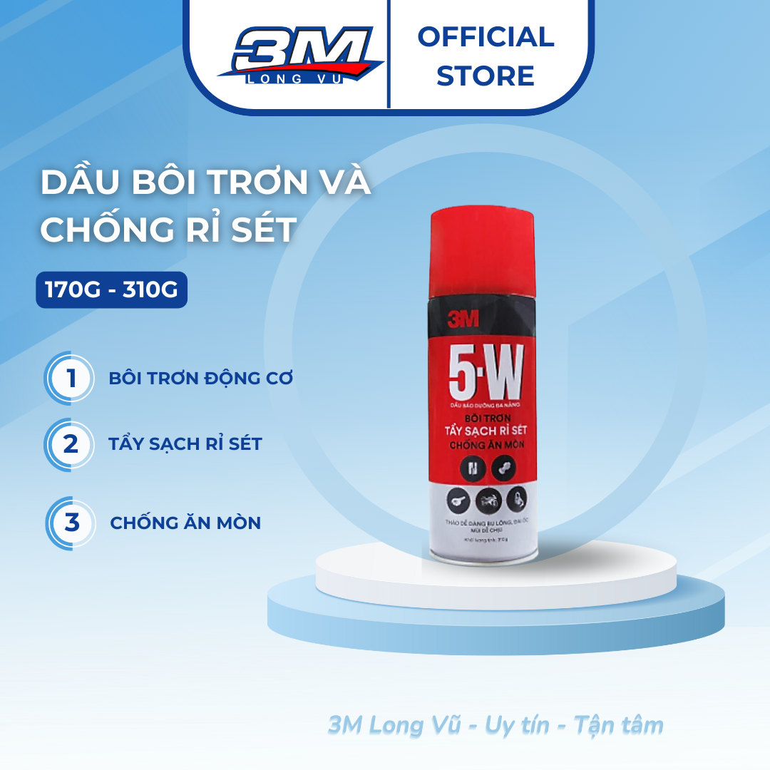 Chai Xịt Tẩy Rửa Bôi Trơn Và Chống Rỉ Sét 3M 5W Làm Sạch và Bảo Vệ Bề Mặt Kim Loại dùng cho Ô Tô và Gia Đình - 3M Long Vu