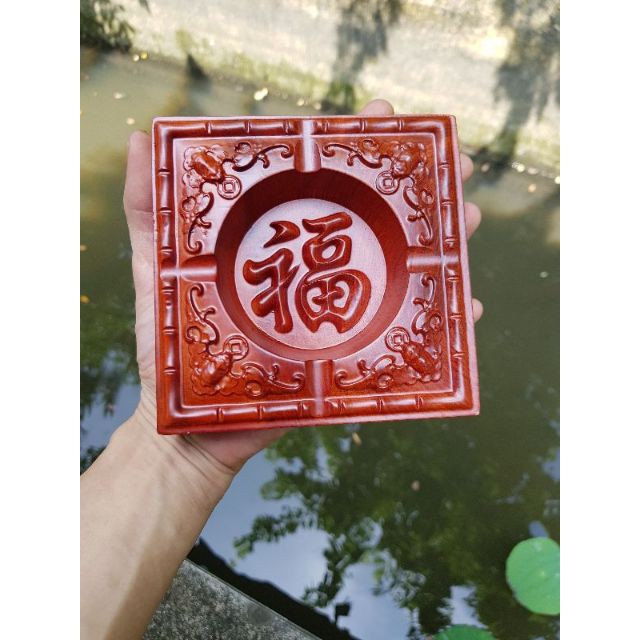 Gạt tàn - gỗ hương chữ phúc hạnh phúc gia đình ( Ảnh Thật )