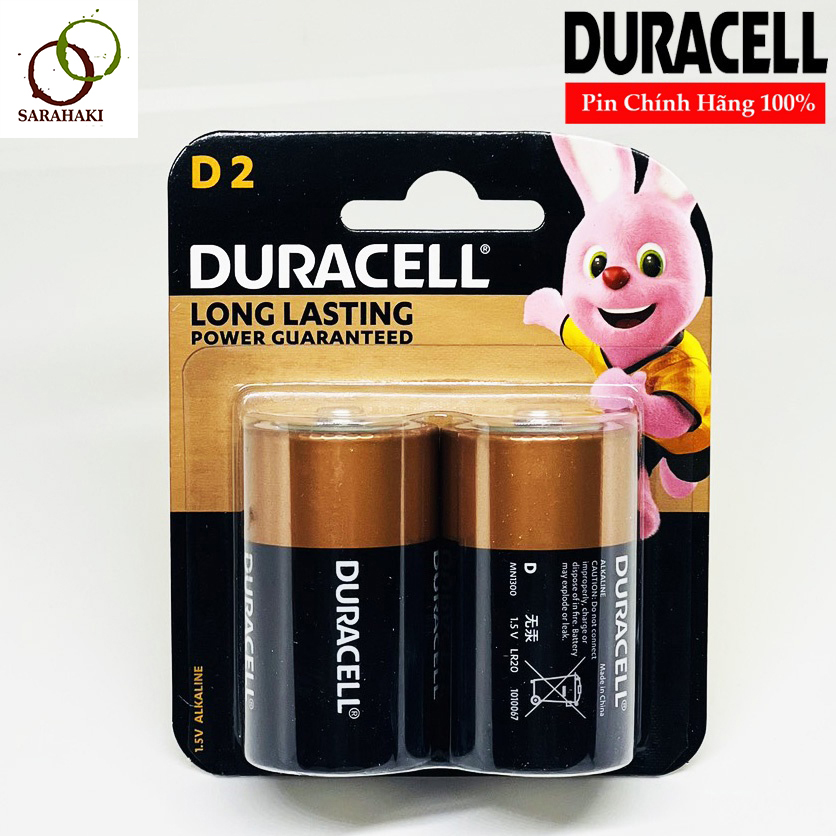 [VỈ 2 VIÊN] Pin đại Alkaline D Duracell chuẩn chính hãng
