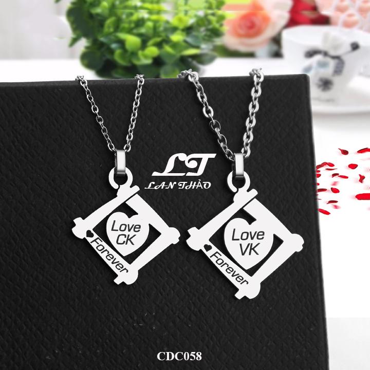 Dây chuyền cặp đôi love vk love ck forever k đen k rỉ sét cdc058
