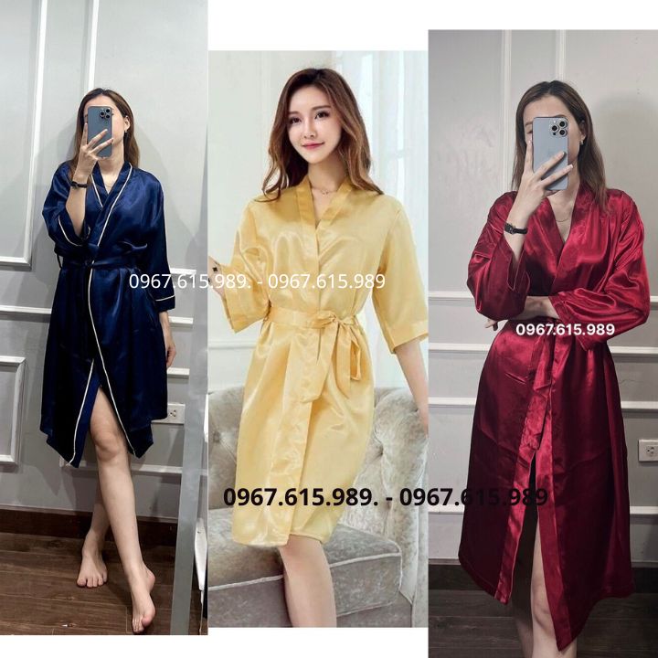 Áo choàng spa, salon tóc, áo choàng make up vải phi lụa cao cấp