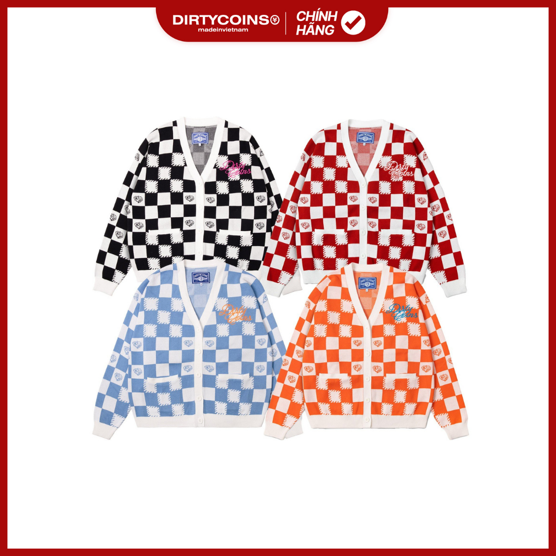 Áo Khoác DirtyCoins Checkerboard Knit Cardigan