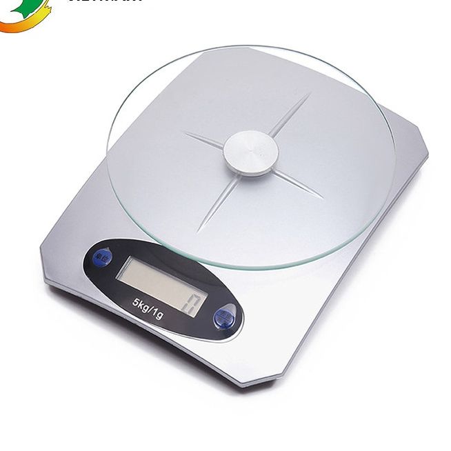 Cân điện tử nhà bếp để bàn 5kg/1gr LCD mặt kính sang trọng độ chính xác cao tích hợp tính năng trừ bì thông minh