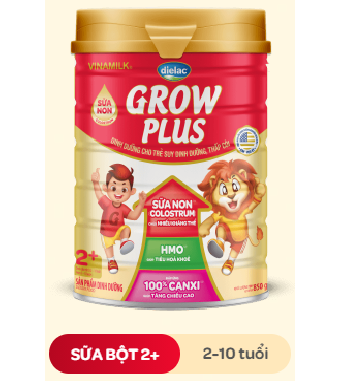 Sữa bột Vinamilk Dielac Grow Plus New số 2+ 850g cho bé từ 2-10 tuổi( mẫu mới)