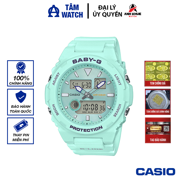 Đồng hồ nữ dây nhựa Casio Baby-G chính hãng Anh Khuê BAX-100-3ADR (42mm)