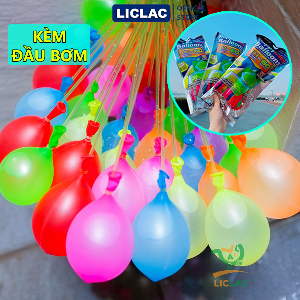 Bộ 111 Bong Bóng Nước Happy Baby Balloons ( KÈM ĐẦU BƠM ), Đồ chơi trẻ em bong bóng nước loại TỐT NHIỀU MÀU SẮC cách dùng đơn giản, Đồ chơi bong bóng nước chùm vui vẻ ngày hè cho bé
