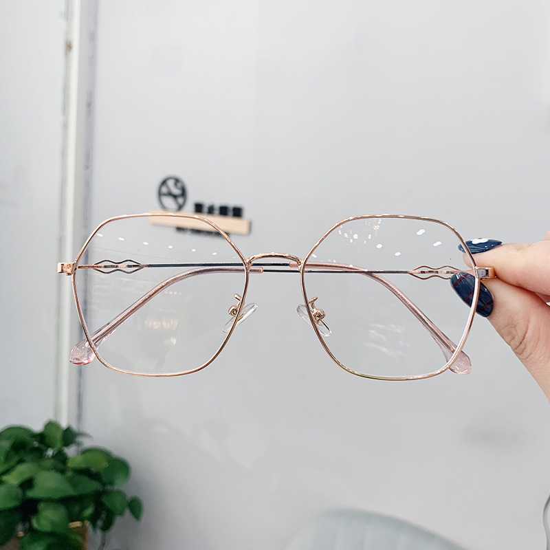 Kính cận thời trang cao cấp gọng đa giác, mắt kính không độ chống ánh sáng xanh, phong cách Hàn Quốc đẹp giá rẻ HANASO 023