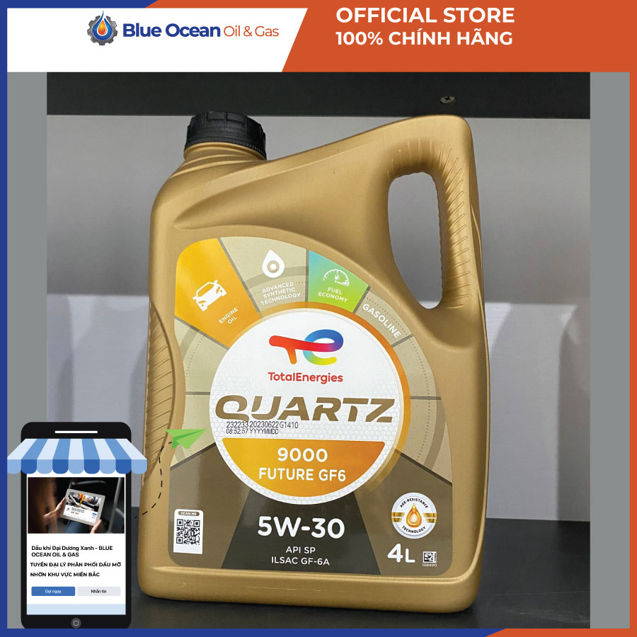 Nhớt động cơ xăng total quartz 9000 5w30 can 4l