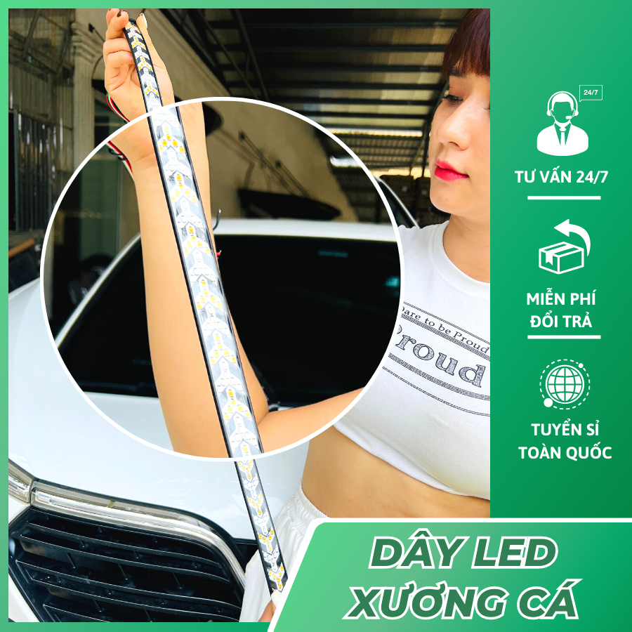 Đèn trang trí led xương cá nhiều chế độ cho ô tô dùng chung điện 12v và 24v
