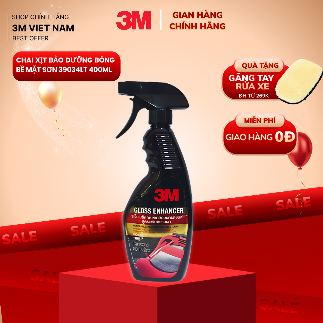  Chai xịt tăng độ bóng sơn 3MTM 39034LT-  400ml Dùng được cho ô tô và xe máy - Nk Thái Lan 