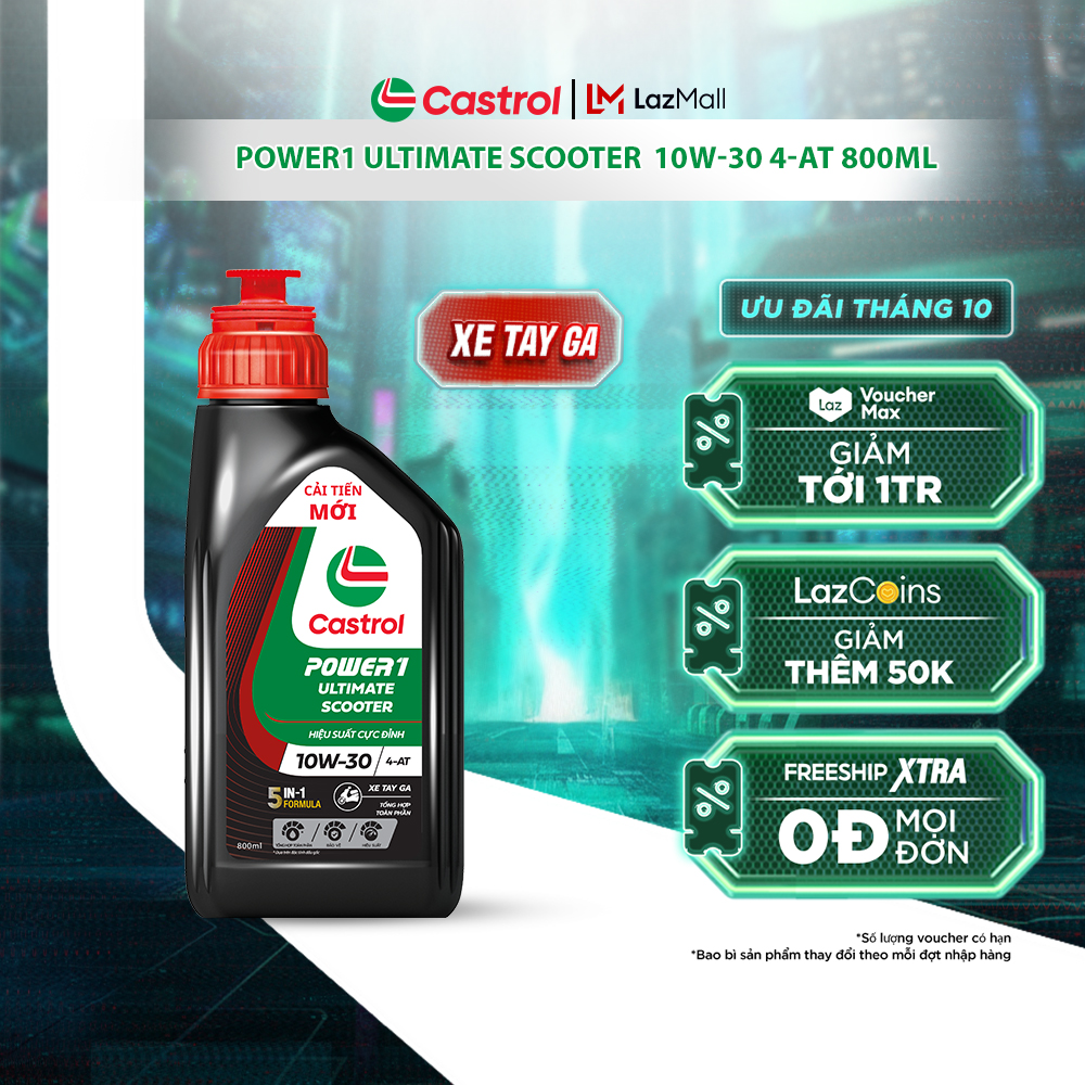 Dầu nhớt xe tay ga CASTROL POWER1 ULTIMATE SCOOTER 10W-30 4-AT (0.8L)