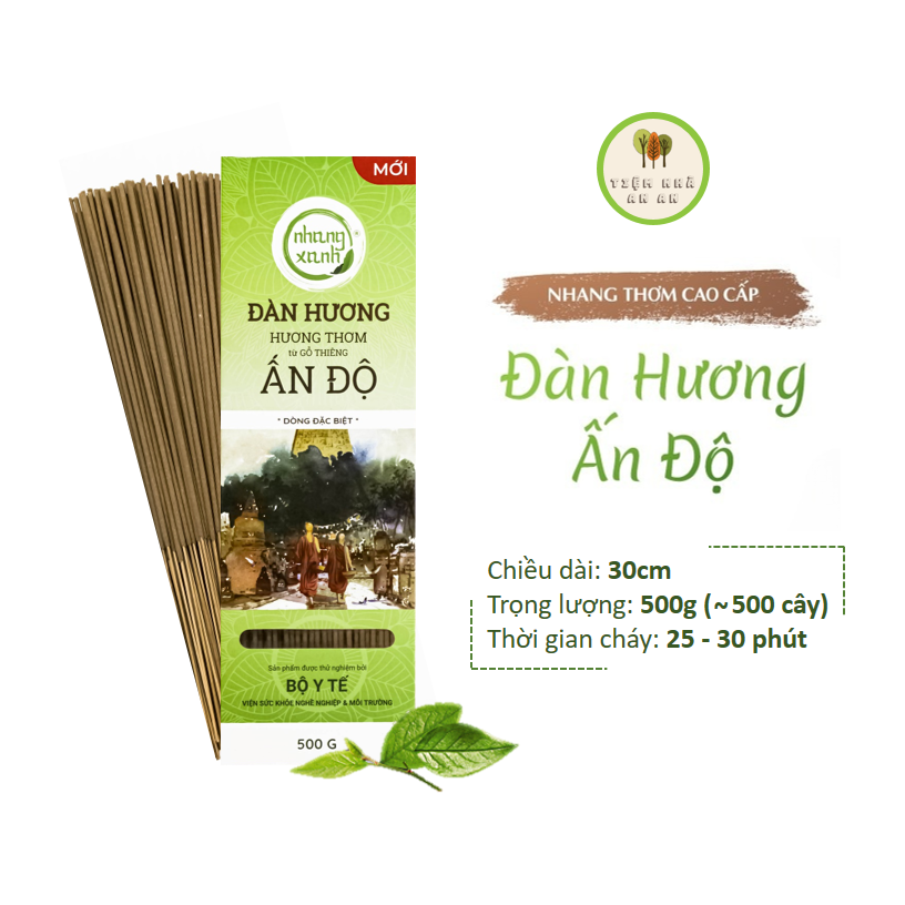 Nhang xanh đàn hương 30cm 500g - 100% bột gỗ đàn hương ấn độ - hương thơm dịu nhẹ đặc biệt