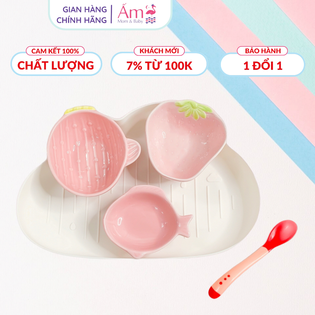Bộ Bát Ăn Dặm Classic Cho Bé Từ 5 Tháng Tuổi Kiểu Nhật Và Truyền Thống Ấm Baby Gồm Khay Bát Và Thìa