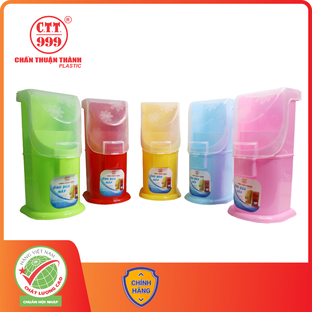 Combo 2 Ống đũa có nắp 3 ngăn Chấn Thuận Thành đựng đũa muỗng, tăm, có móc treo tường (OĐN20-2) giao màu ngẫu nhiên