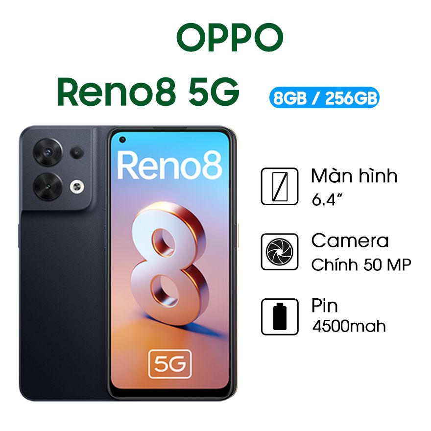 Điện thoại oppo reno8 5g 8gb/256gb - hàng chính hãng, mới 100%, nguyên seal | bảo hành 12 tháng