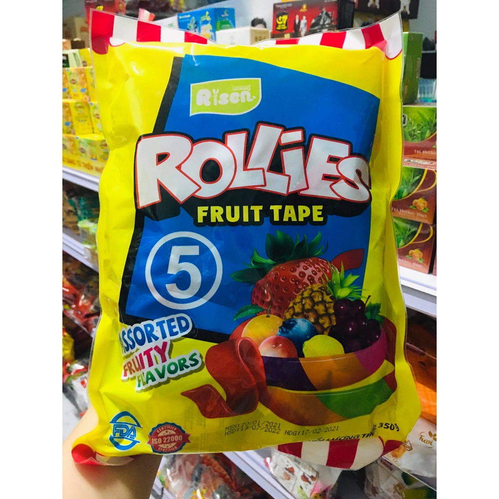 Kẹo dẻo cuộn rollies risen vị trái cây 350g date 2023
