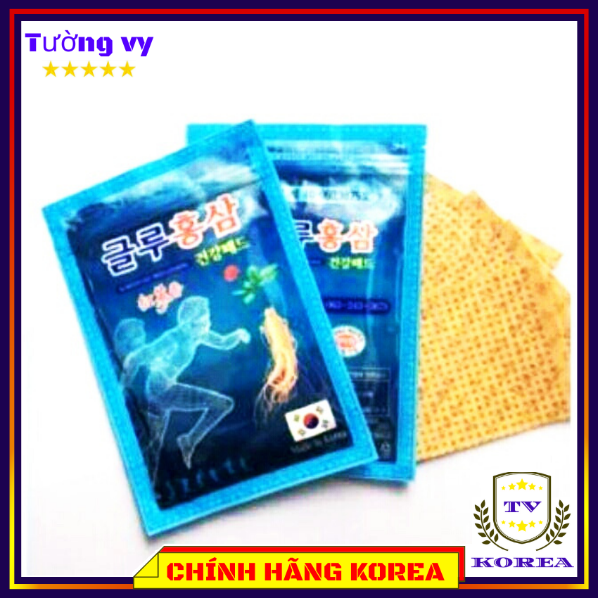 Cao dán hồng sâm glu xanh hàn quốc. cao dán sâm túi 20 miếng, chavykorea
