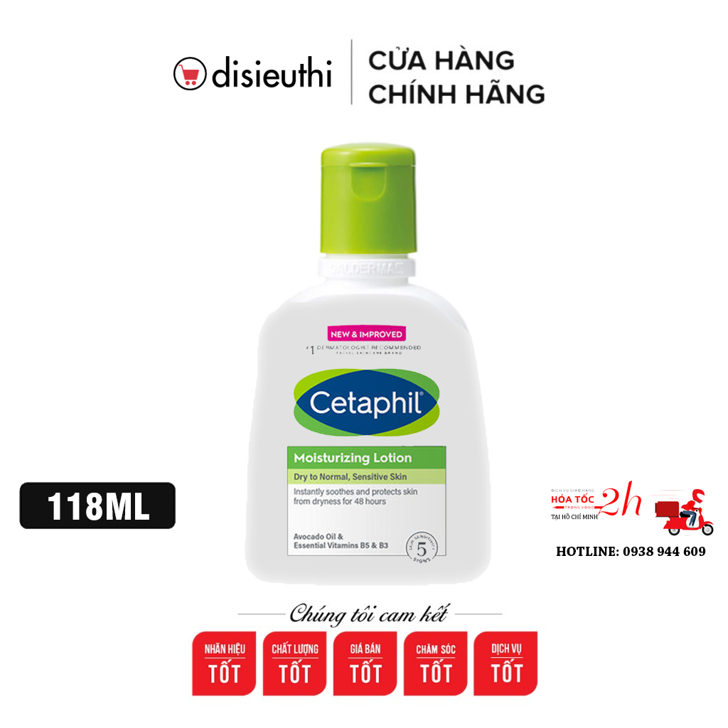 Sữa dưỡng ẩm toàn thân Cetaphil Moisturizing Lotion 118ml (Tách từ set 3 chai 118ml và 591mlx2) cấp ẩm, duy trì da mịn màng, Dùng cho tất cả mọi loại da, dưỡng chất giúp xoa dịu da