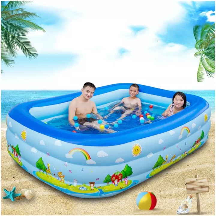 [BỂ BƠI 2M1 - CAM KẾT HÀNG LOẠI 1 -SIÊU DÀY]Hồ bơi phao cho bé, Bể bơi 3 tầng dài 2M1, bể bơi hình chữ nhật 3 tầng cho trẻ em, bể tắm cho bé