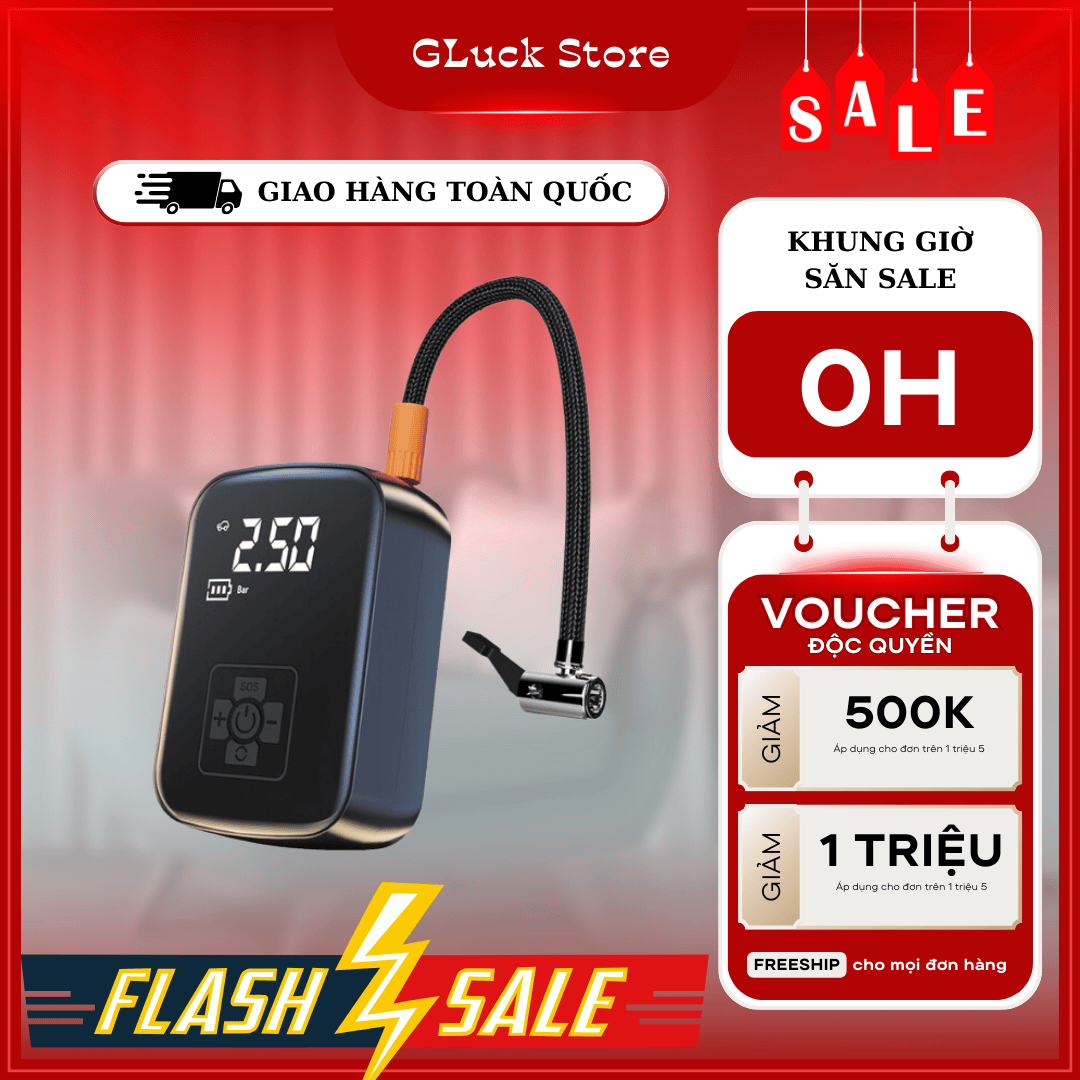  Máy Bơm Hơi Lốp Ô Tô Xe Máy Điện Tử Không Dây Công Suất Cao 100W Al Tự Động Ngắt Khi Đầy Kiêm Sạc Dự Phòng Điện Thoại 