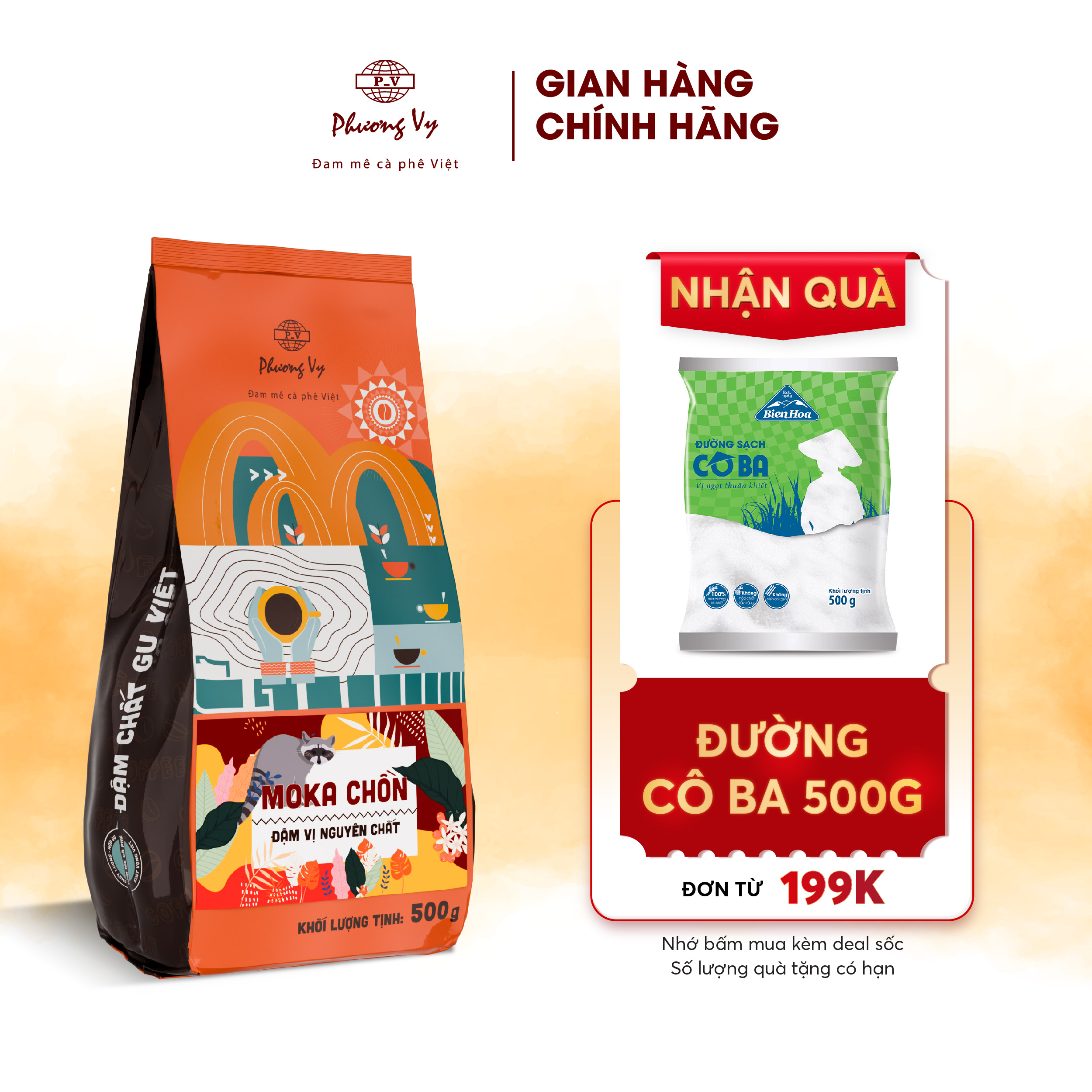 Cà Phê Nguyên Chất Moka Chồn 500g thơm dịu, vị đậm, hậu cân bằng, dành cho pha phin, Phương Vy Coffee