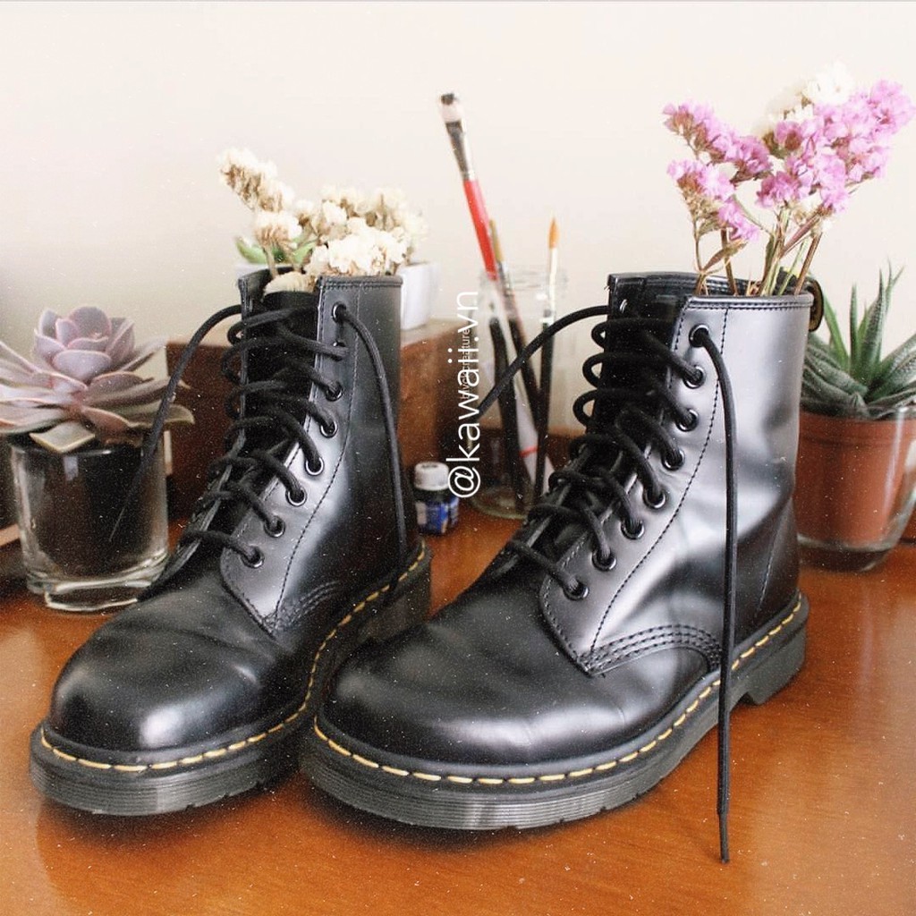 Origin boots - giày cổ cao đế 3,5cm da lì cao cấp tặng kèm 1 cặp dây vàng