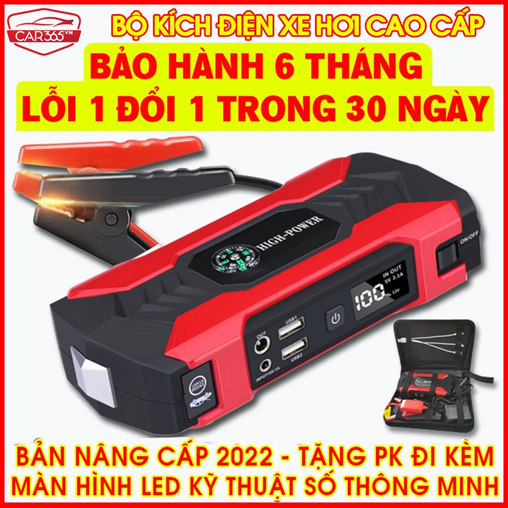 Bộ kích điện khẩn cấp nhanh gọn cho xe hơi Car365 cao cấp - Dung lượng cao - Đa chức năng Sạc Kích, Đèn LED khẩn cấp