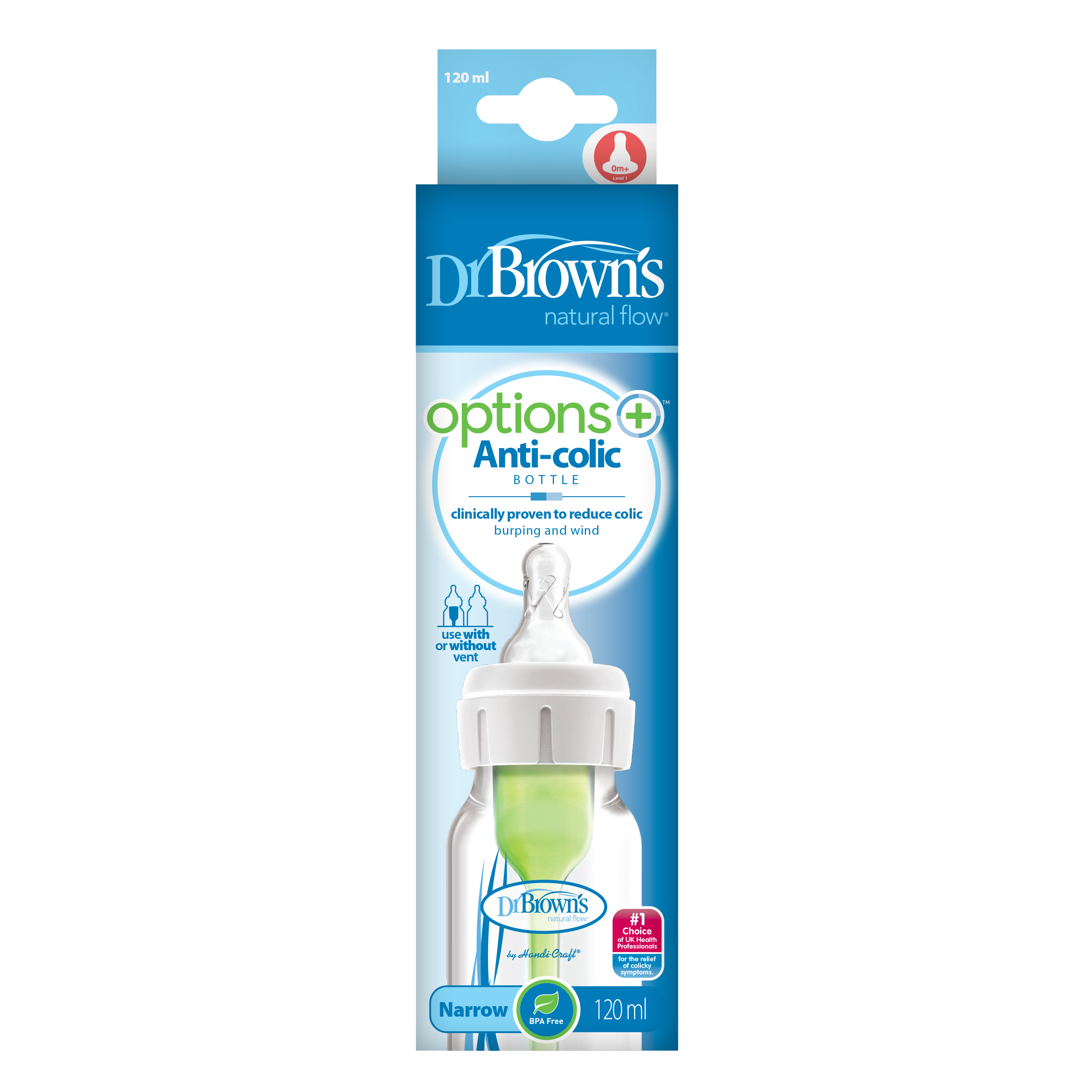 Bình sữa cổ hẹp 120ml nhưa pp options Plus Dr.Brown's