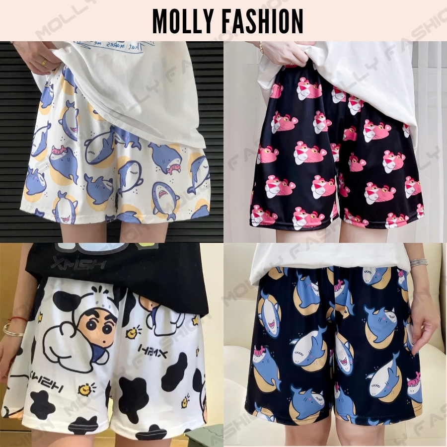 Quần Short lửng Cartoon Unisex ❤️ QUẦN ĐÙI HOẠT HÌNH NHIỀU MẪU 1 nam nữ Freesize Molly Fashion