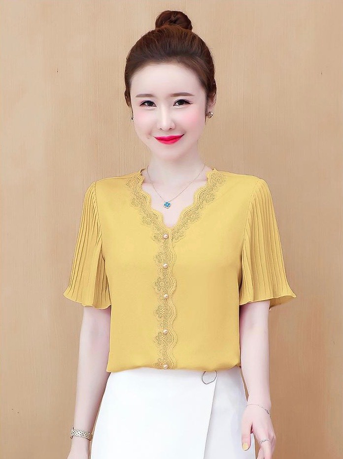 Sơ mi cổ V tay cánh tiên - CVCT