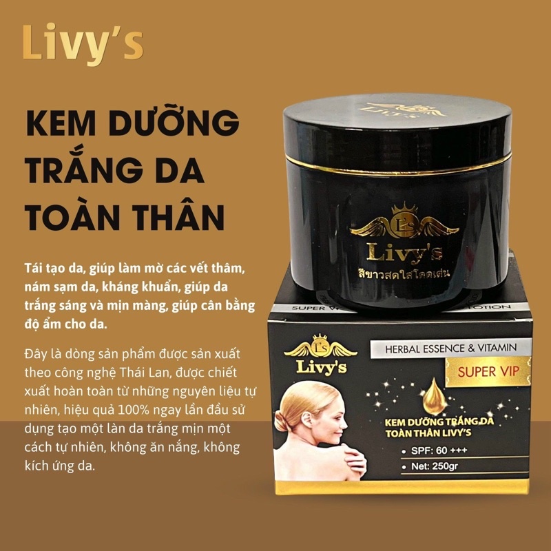 Kem body Livy's đen Thái Lan Chính Hãng 100%, hủ 250gram