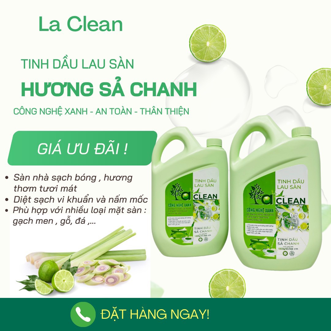 NƯỚC LAU SÀN SẢ CHANH LACLEAN 1.8L HỮU CƠ LÀM SẠCH NHANH - 4