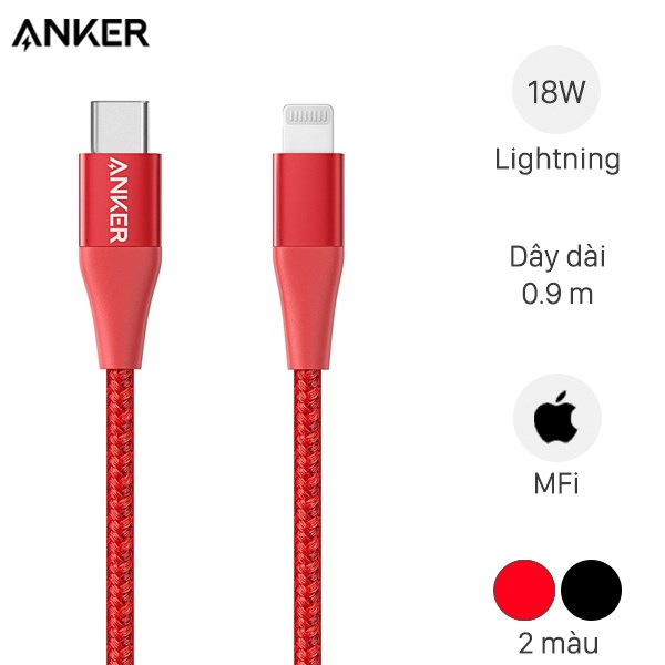 Cáp Type C - Lightning MFI 0.9m Anker PowerLine+ II A8652 ( Likenew )