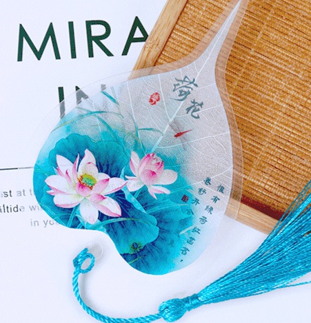 Lá bồ đề hoạ thư pháp hoa sen