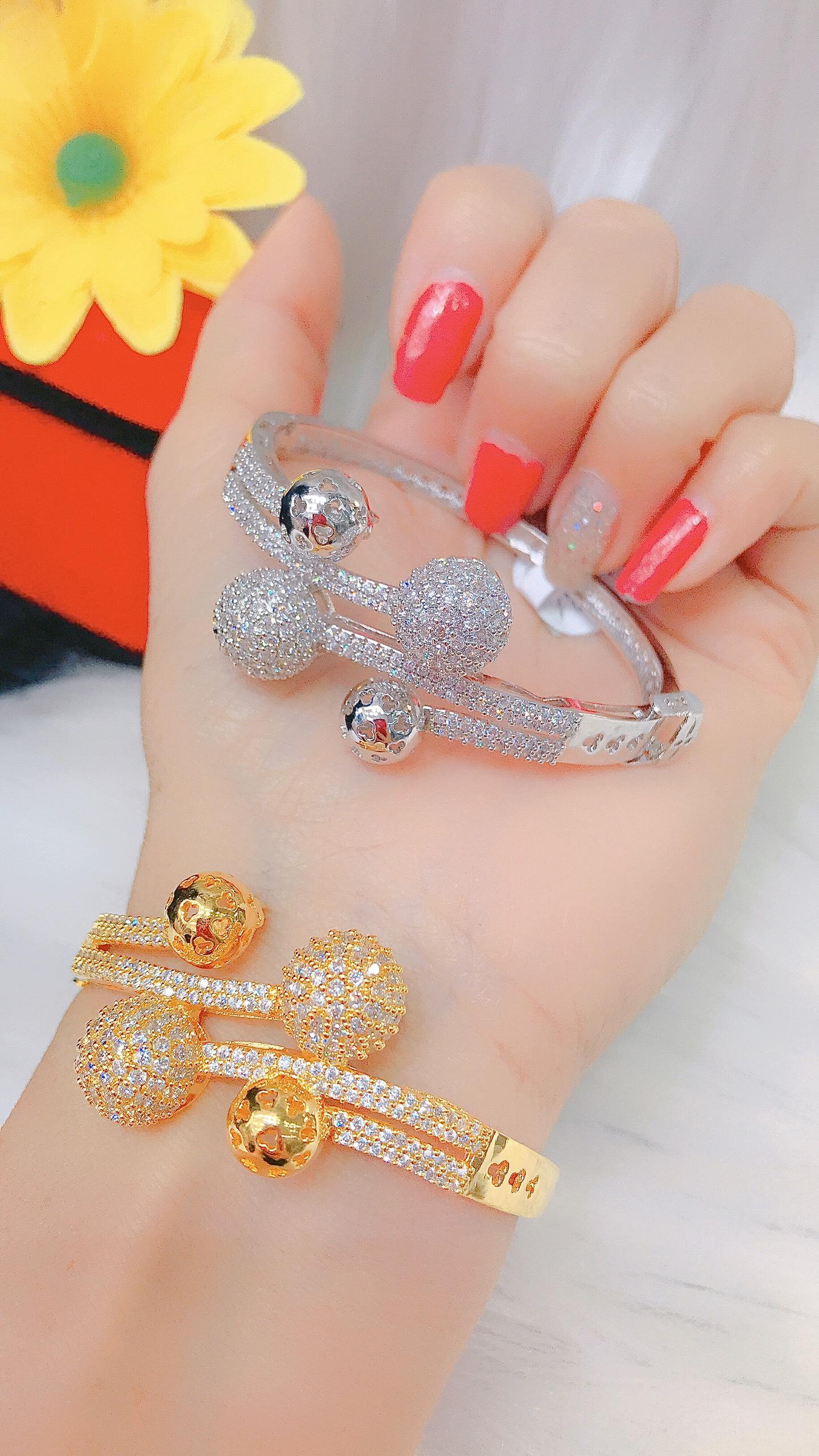 Vòng Tay Nữ Mạ Vàng 18K - Kiểu Dáng Hàn Quốc - V1002254 - Chất liêu lõi bạc pha, cam kết không đen không dị ứng - vong vang deo tay, các kiểu vòng đeo tay bang vang, vong deo tay dep vang 18k, vong tay cap vang 18k