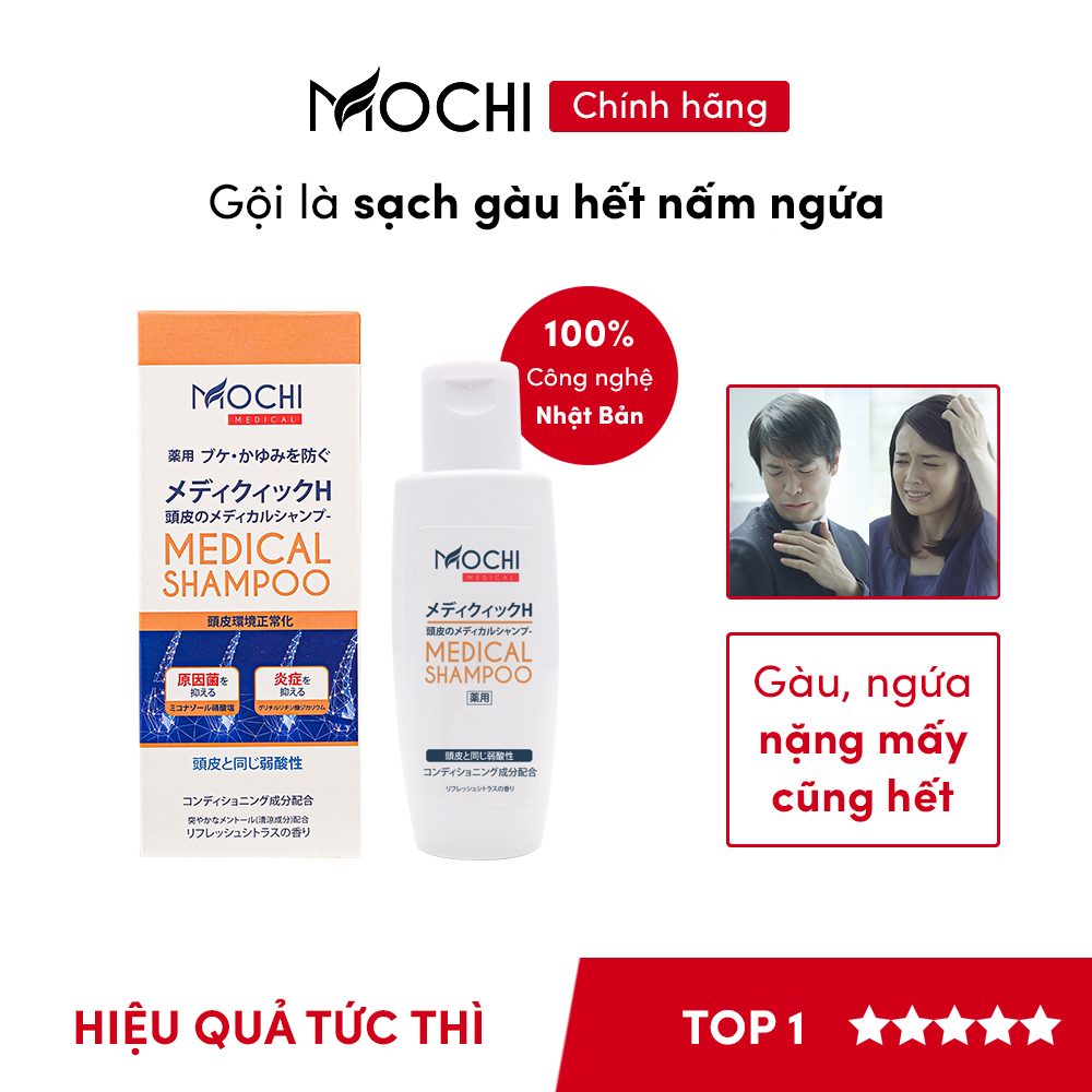Dầu gội sạch gàu Mochi Nhật Bản 100ml. Sạch gàu hết nấm ngứa trong 2 tuần