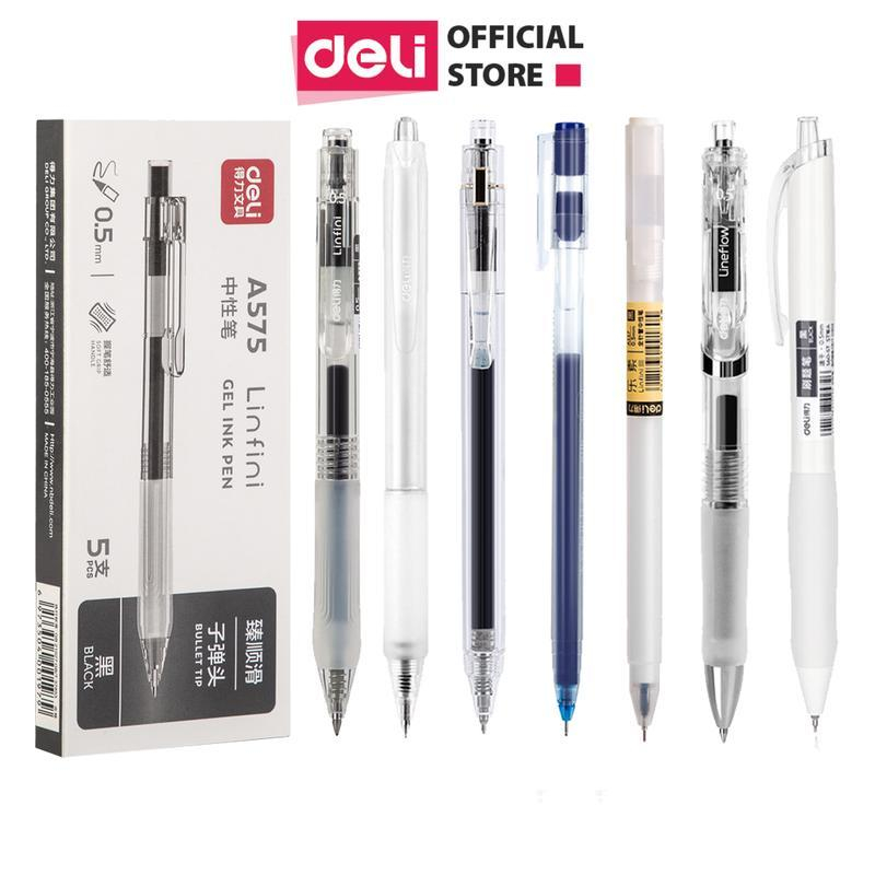 Combo 10 Bút Gel Hot Trải Nghiệm Deli Các Loại A575 A057B Thiết Kế Vỏ Trong Suốt Ngòi 0.5mm Ngòi Trơn Tiện Lợi Giá Rẻ
