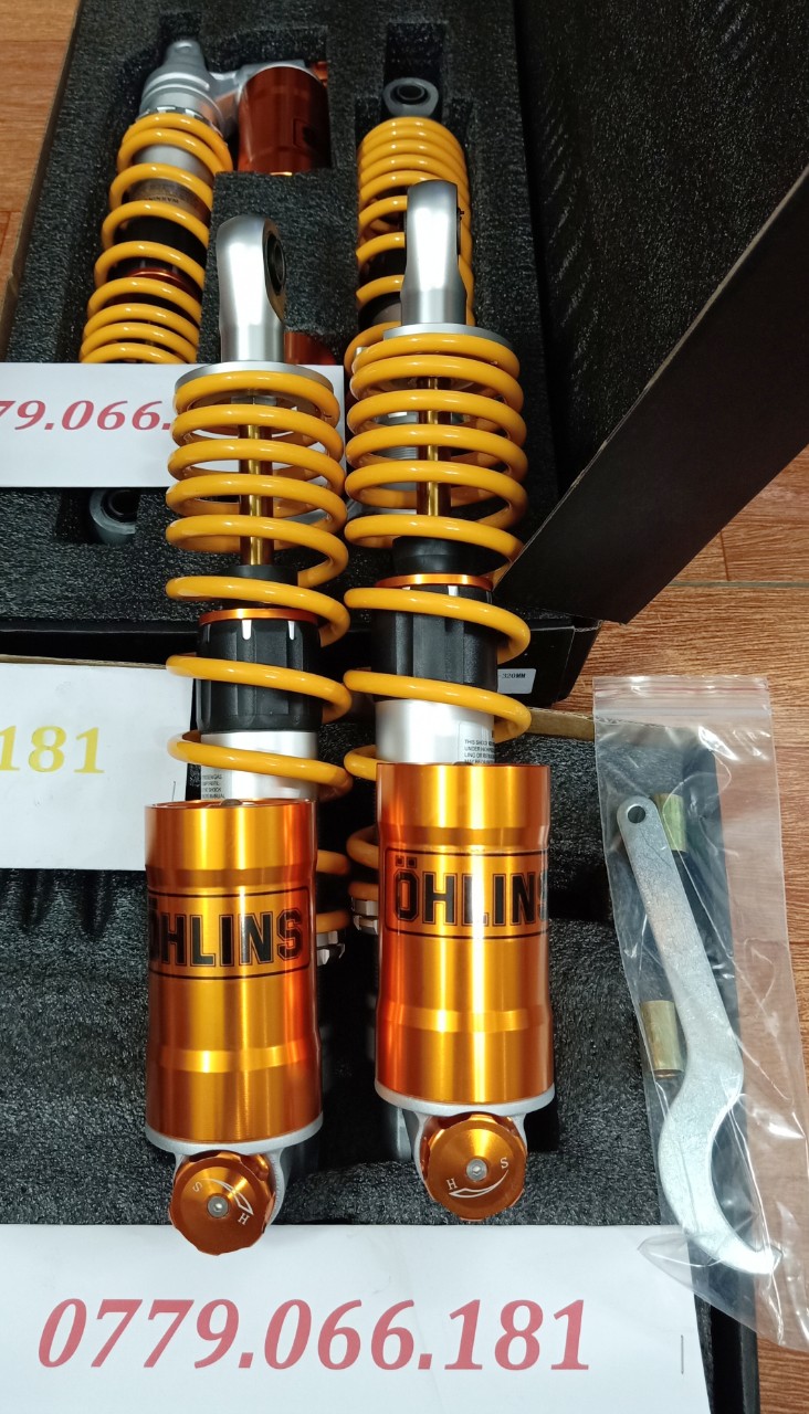 Cặp phuộc nhún sau olins có bình dầu vàng dưới hoặc trên gắn airblade novo nvx