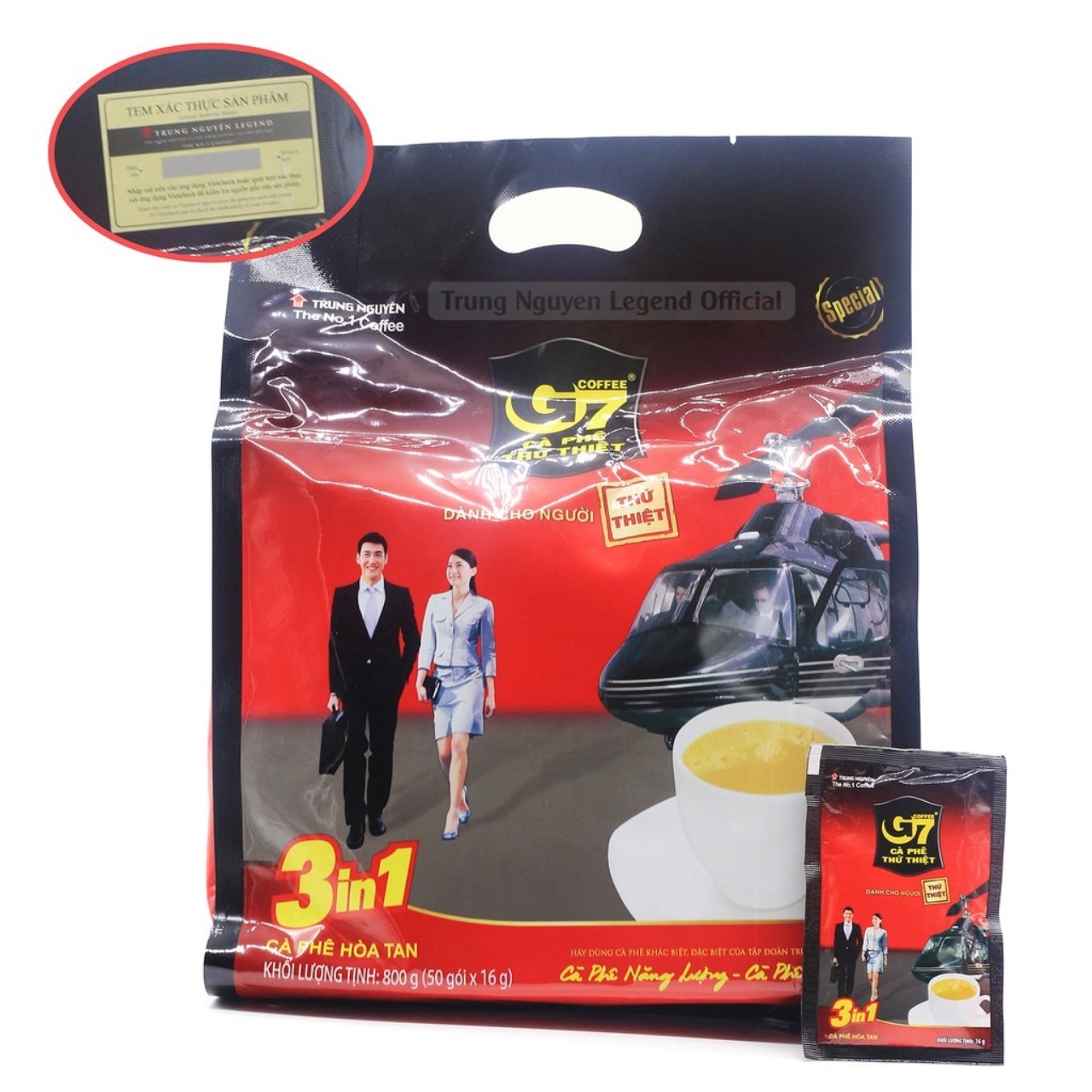 Cà phê sữa hòa tan g7 3in1 trung nguyên - bịch 50 gói vuông