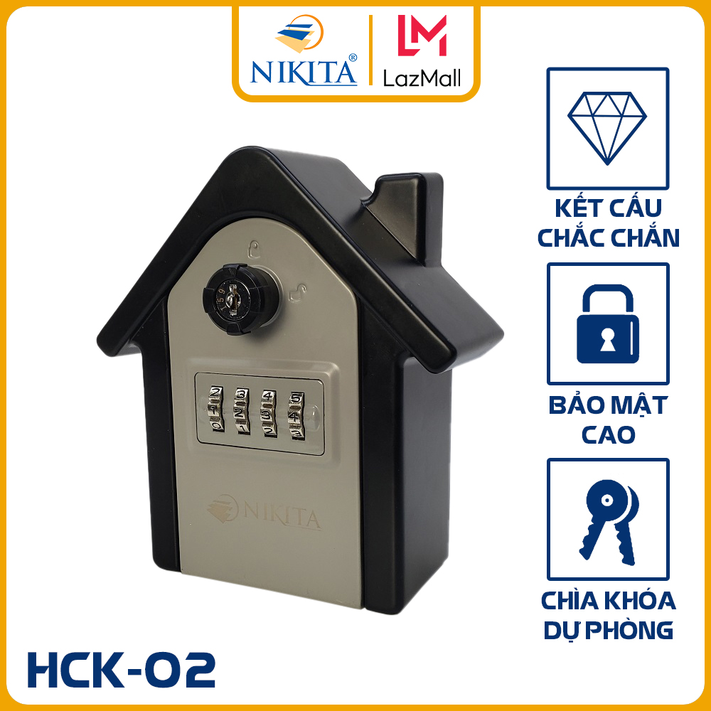 Hộp đựng chìa khóa mã số treo tường Hình ngôi nhà - Két sắt mini, dùng cho Homestay, lockbox, chung cư, cất giữ nữ trang, thẻ ATM - Chất liệu Thép không gỉ - Chính hãng NIKITA mẫu 2021