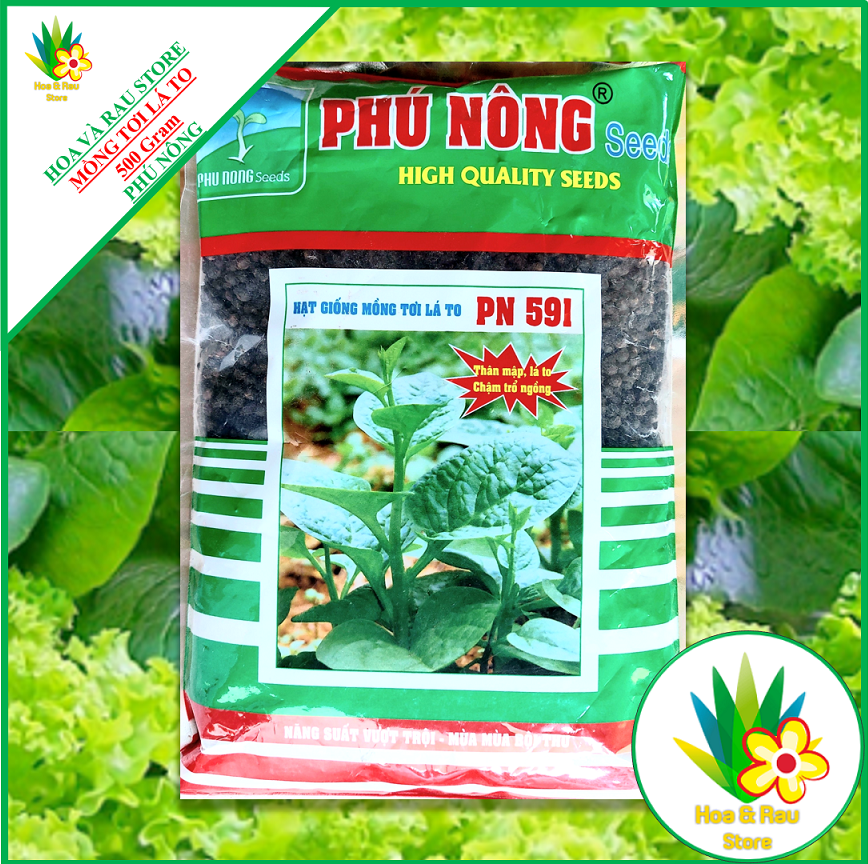 Hạt giống mồng tơi lá to - gói 500gr - phú nông - hoa và rau store - mồng tơi - mùng tơi