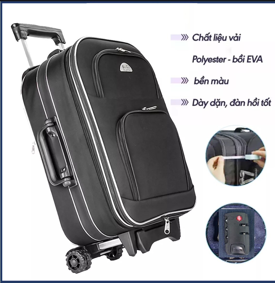 Vali kéo du lịch bi&ti màu đen có nắp - 20 và 24 inch