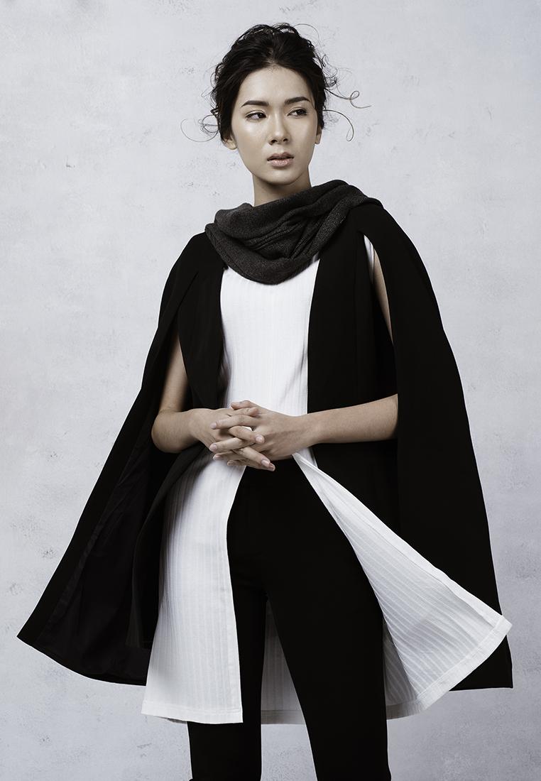 Áo cape dài không đai vien tran v65b17t018-r2s14